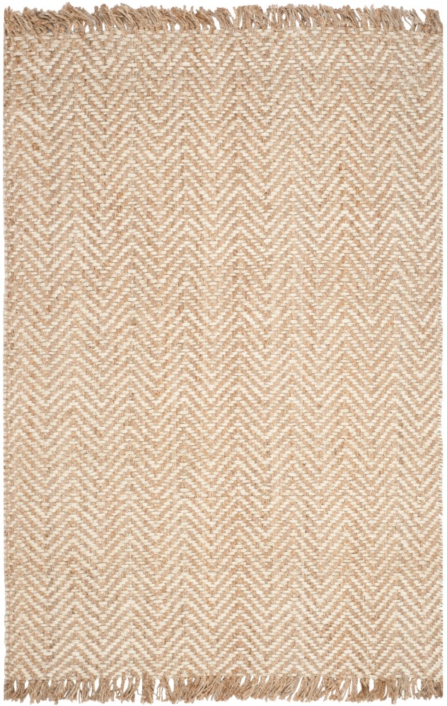 SAFAVIEH Natural Fiber Gillian Chevron Jute Area Rug, Bleach/Natural, 5" x 8" - Image 4