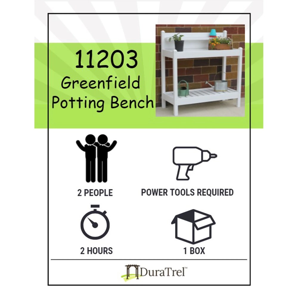 Dura-Trel Greenfield Outdoor Table, Gardening Supplies Potting Bench, White - Image 3