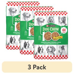 (3 pack) Purina Dog Chow Complete,  Dry Dog Food for Adult Dogs High Protein,  Real Chicken,  44 lb Bag