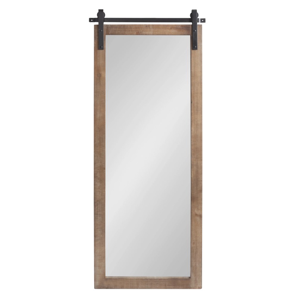 Kate and Laurel Cates Farmhouse Wood Framed Wall Mirror, 18 x 50, Rustic Brown, Barn Door-Inspired Rustic Mirrors for Wall - Image 4