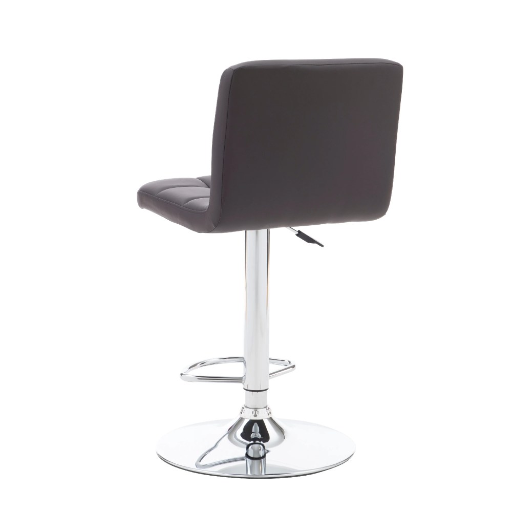 Powell Sherman 24-32" Indoor Adjustable Metal Swivel Bar Stool, Chrome/Brown Faux Leather - Image 5