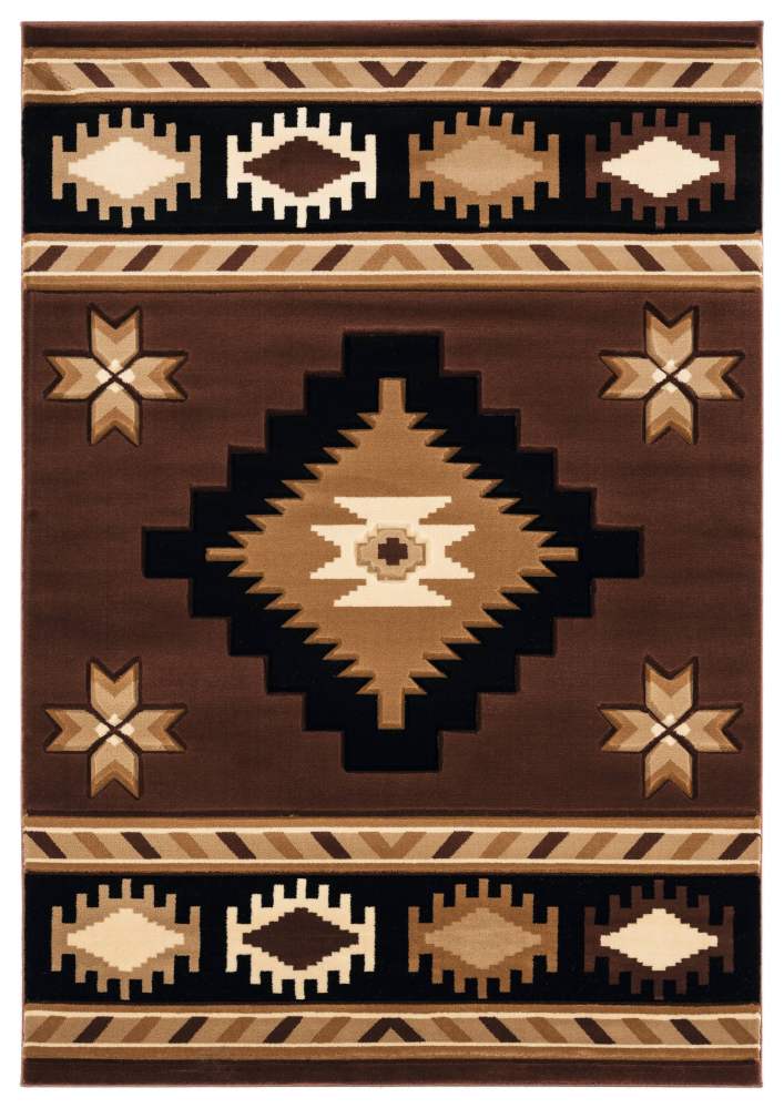 United Weavers Drachma Volos Southwestern Geometric Runner Rug, Brown, 2'7" x 7'4"