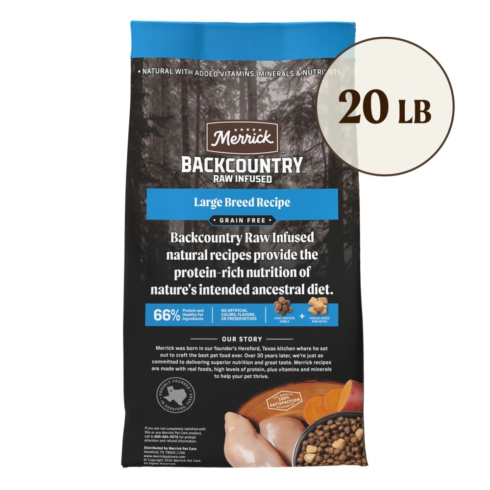 Merrick Backcountry Grain Free Dry Adult Dog Food, Kibble With Freeze Dried Raw Pieces, Large Breed Recipe, 20.0 lb. Bag - Image 10