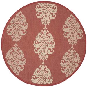 Safavieh Courtyard Jenny Medallion Indoor/Outdoor Area Rug,  Red/Natural,  6'7" x 6'7" Round