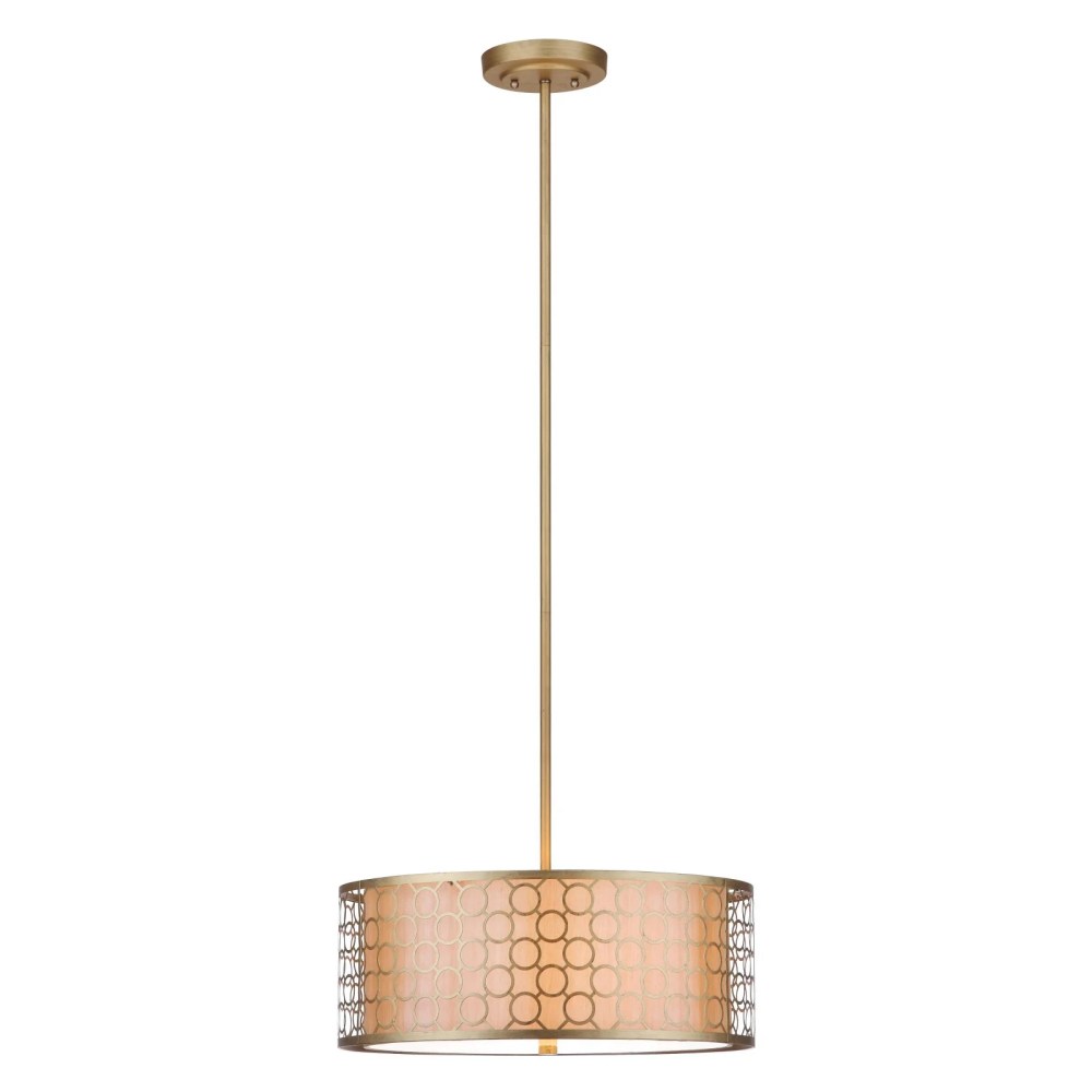 Safavieh Giotta 18 in. Dia. Drum Pendant Light, Antique Gold - Image 4