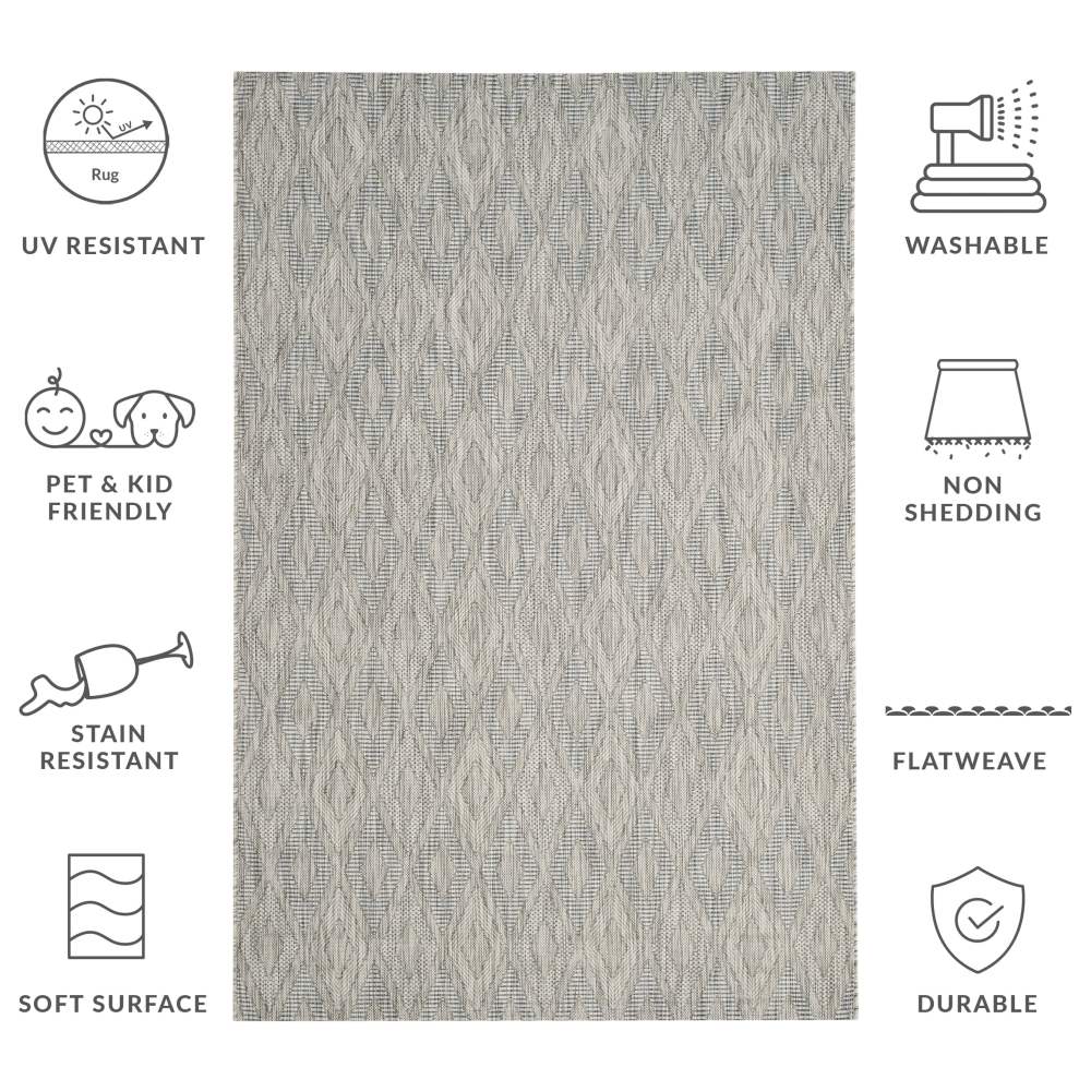 Safavieh Courtyard Teodor Geometric Indoor/Outdoor Area Rug, Gray, 6'7" x 9'6" - Image 6