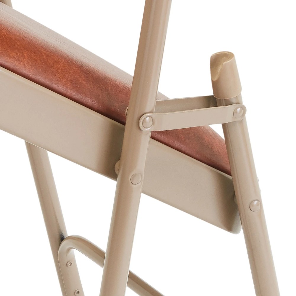 (4 Pack ) NPS 1200 Series Premium Vinyl Upholstered Double Hinge Folding Chair, Honey Brown - Image 3