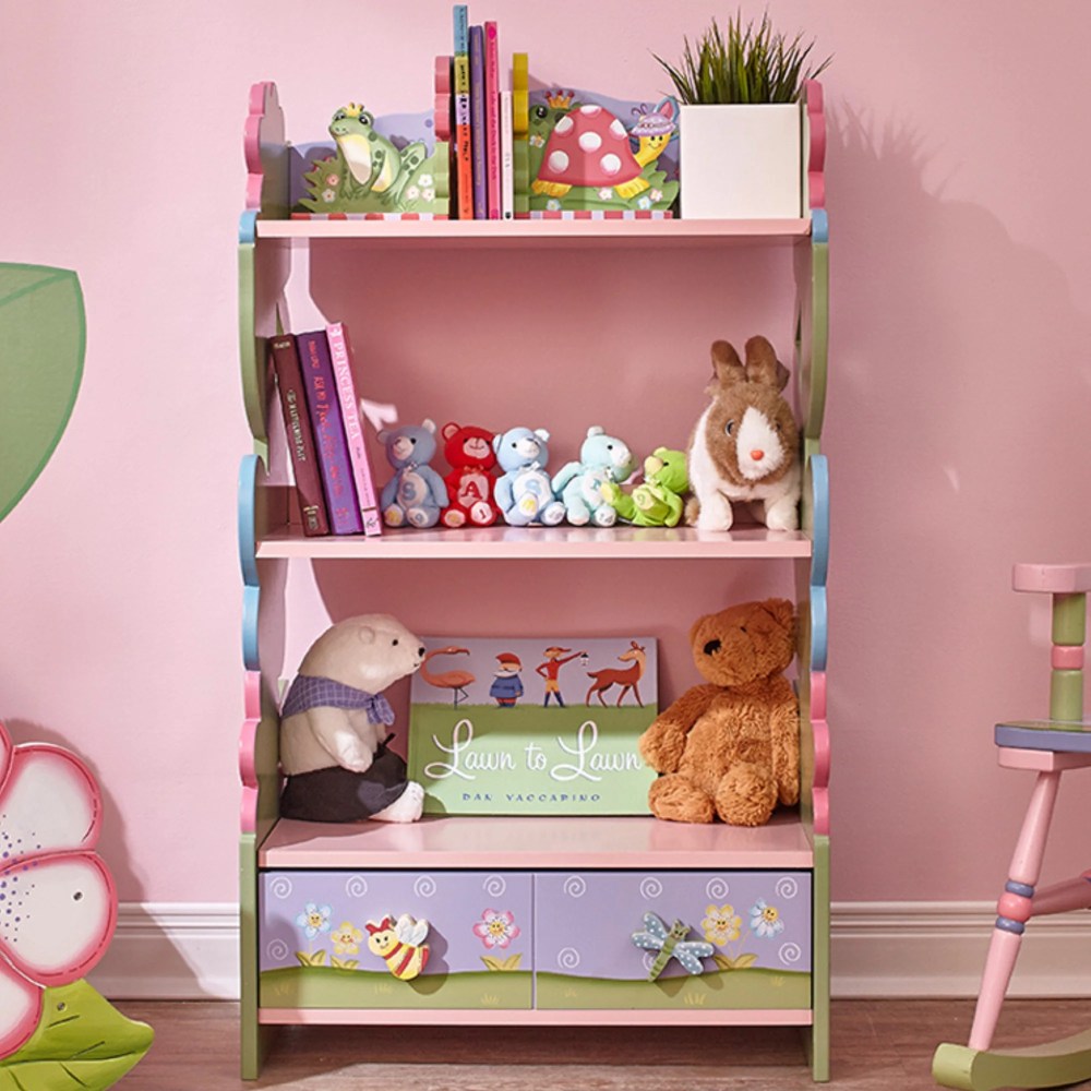 Fantasy Fields Magic Garden Kids 3-Tier Bookshelf & Drawer - Image 2