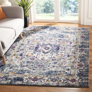 SAFAVIEH Evoke Westley Bordered Area Rug, Gray/Navy, 4" x 6"