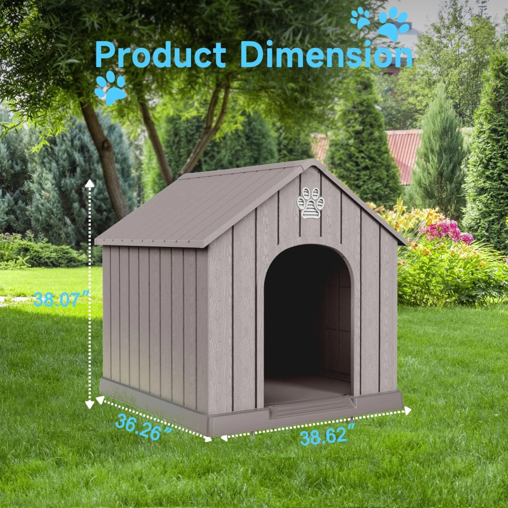Indoor Outdoor Waterproof Dog House, PP Material, Puppy Shelter with Air Vents and Elevated Floor, Sturdy Dog Kennel for Small to Large Sized Dogs, Easy to Assemble (Blue, 38.6236.2638.07 Inches) - Image 4