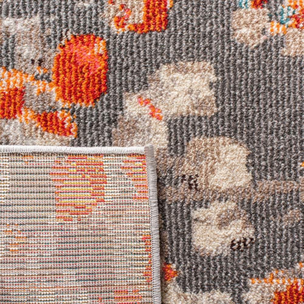 SAFAVIEH Madison Candelario Abstract Polka Dots Area Rug, Grey/Orange, 6" x 9" - Image 5