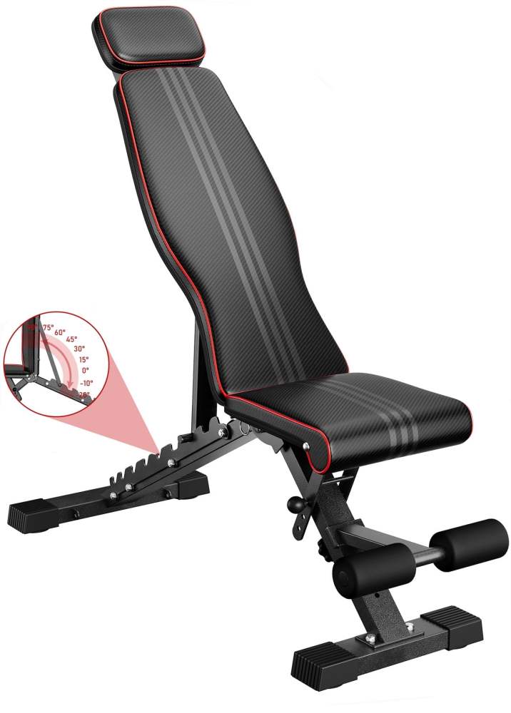 Adjustable Weight Bench, Foldable Workout Bench 660lbs Home Gyms Press Dumbbell Dprodo Bench with Extended Head and Spine Support