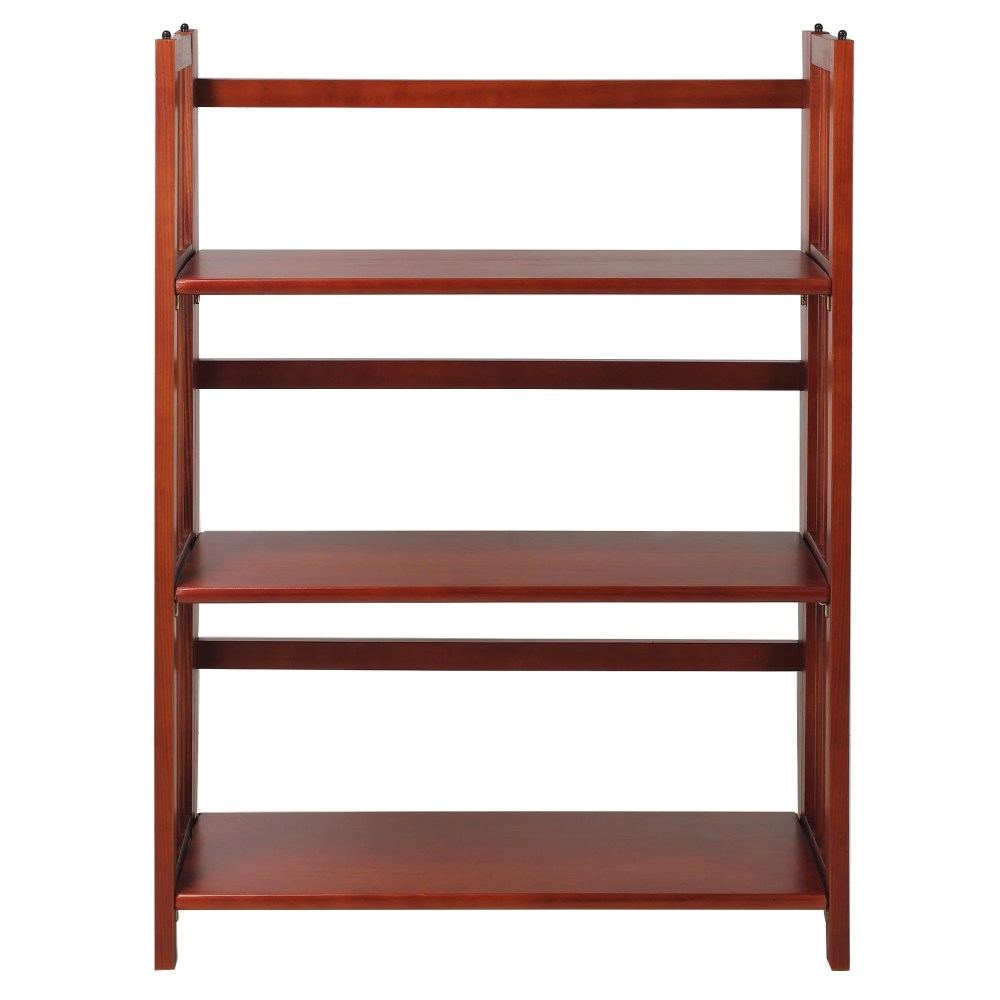 3-Shelf Folding Stackable Bookcase 27.5" Wide - Mahogany