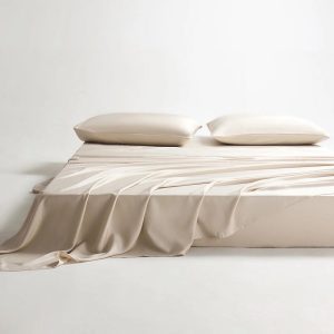 100 Organic Bamboo Sheets King Set 4 pcs - Luxury Soft with 18 Inch Deep Pocket - Ultra Breathable Cooling Sheets for Hot Sleepers - King Bed Sheets(Beige)