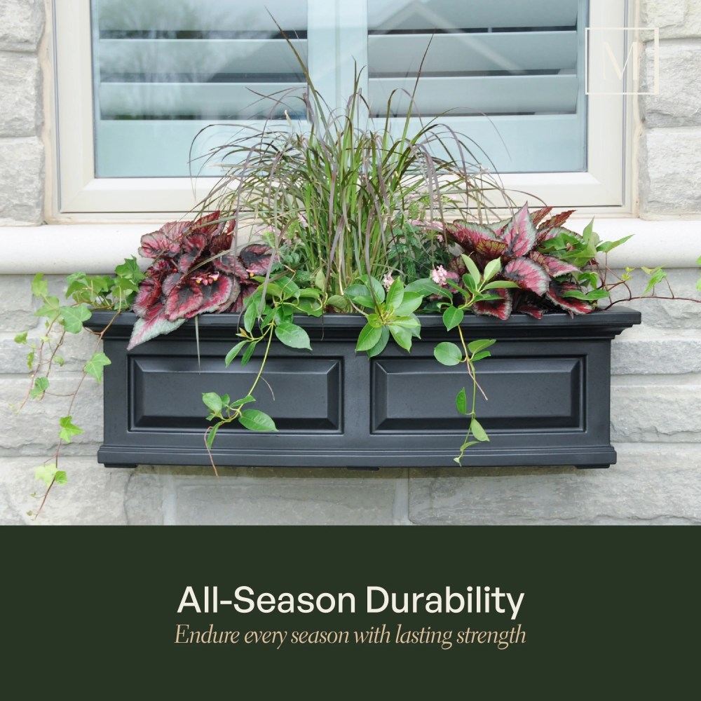 Mayne Nantucket 60" x 12" x 10" Rectangle White Self Watering Plastic Window Box Planter - Image 2