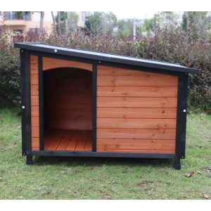 Kadyn 46"Dog House Outdoor & Indoor Wooden Dog Kennel,  Dog House for Winter with Raised Feet Weatherproof for Large Dogs,  GoldMatte Black