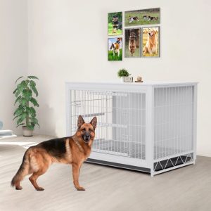 Pirecart 44.1" Wooden Large Pet Dog Crate Furniture with Removable Tray for Small/Medium/Large Dogs