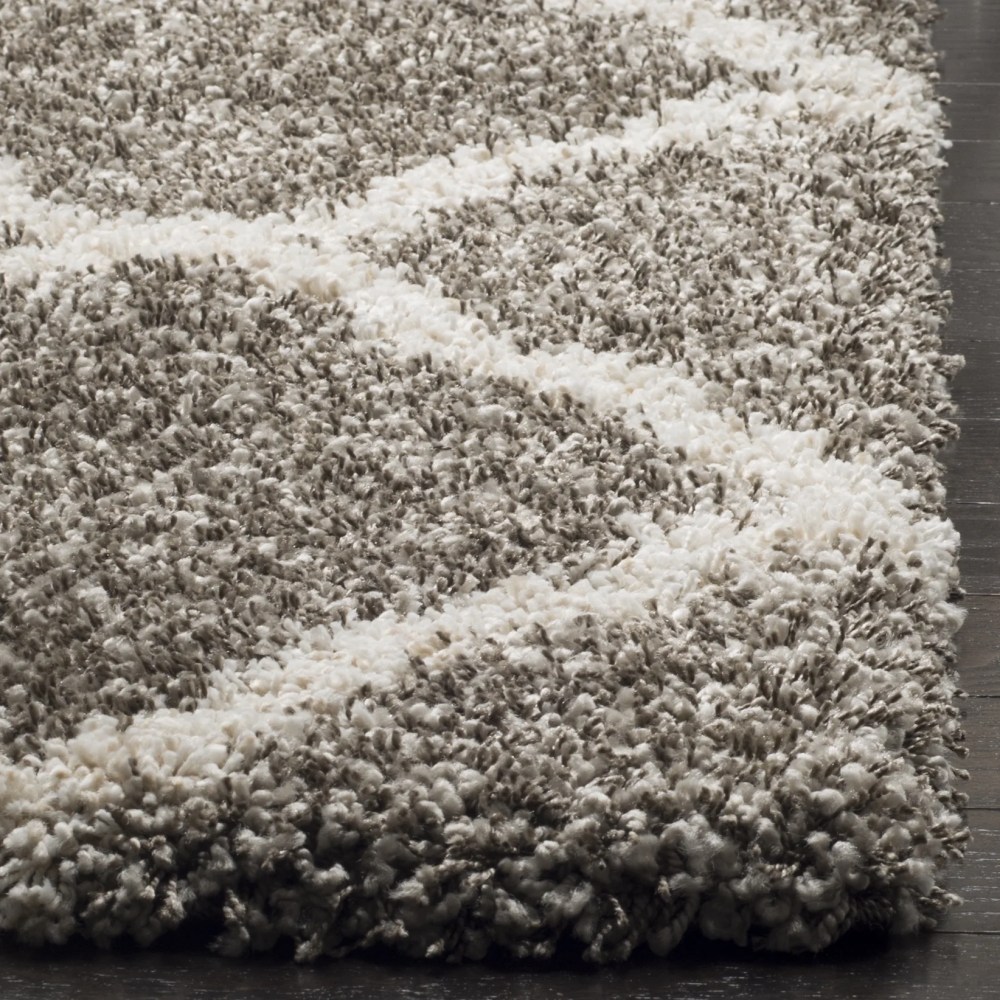SAFAVIEH Hudson Aline Plush Geometric Shag Area Rug, Grey/Ivory, 5" x 5" Square - Image 5