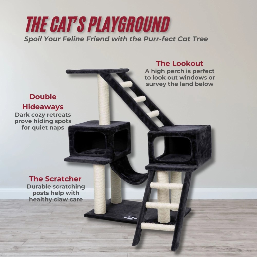 TRIXIE Malaga Sisal 3-Level 43" Cat Tree with Scratching Posts, Condos & Ladders, Gray - Image 6