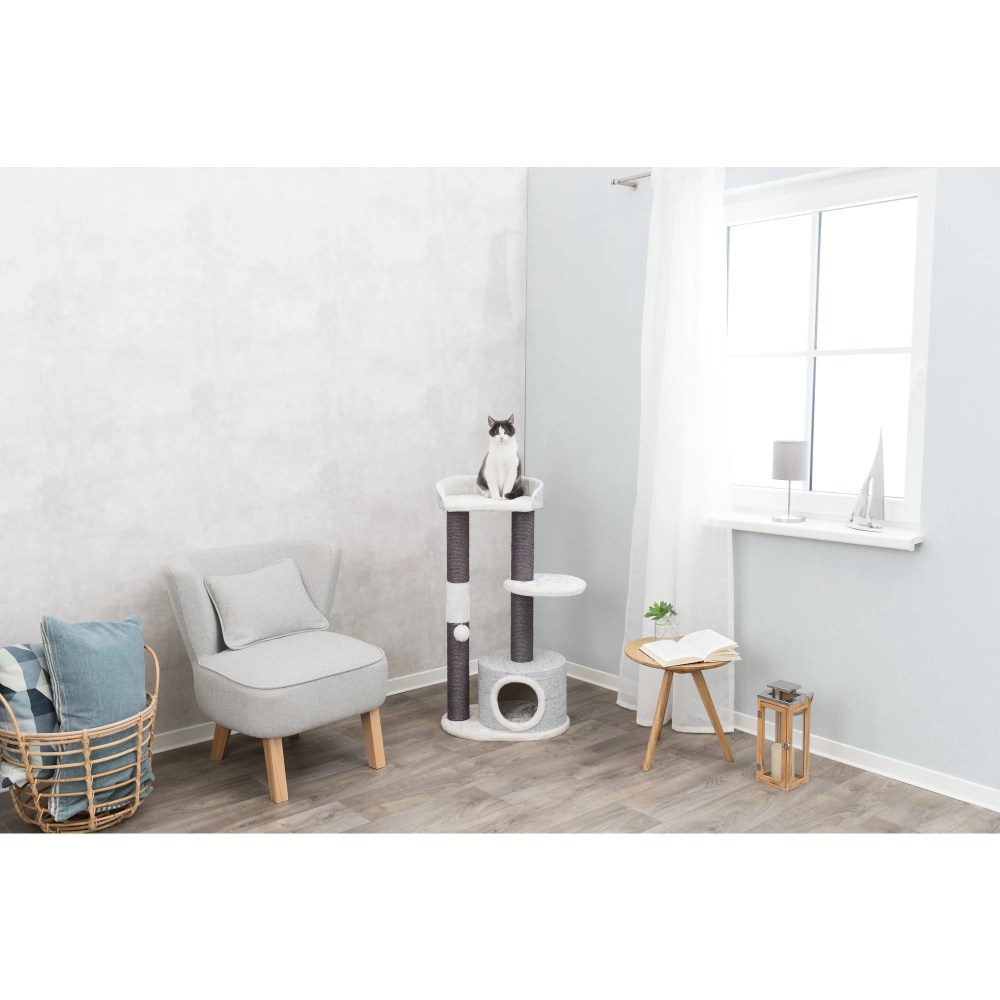 TRIXIE Pilar Plush & Sisal 3-Level 39.4" Cat Tower, Scratching Posts, Condo, Cat Toy, Gray - Image 7