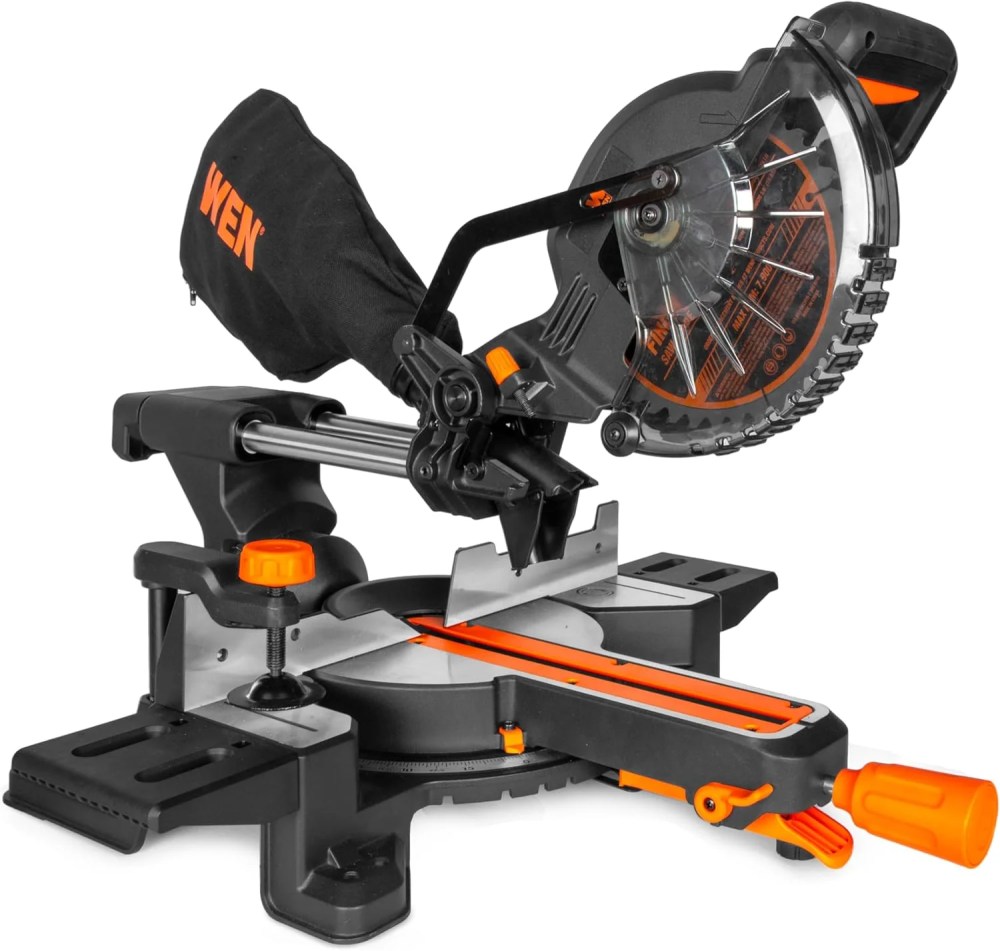 WEN 20V Max Cordless Brushless 7.25-Inch Single Bevel Sliding Compound Miter Saw with LED Cutline,4Ah Battery and Charger (20672)