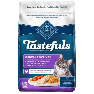 Blue Buffalo Tastefuls Dry Cat Food,  Active Adult Cat,  Chicken and Brown Rice,  15-lb. Bag