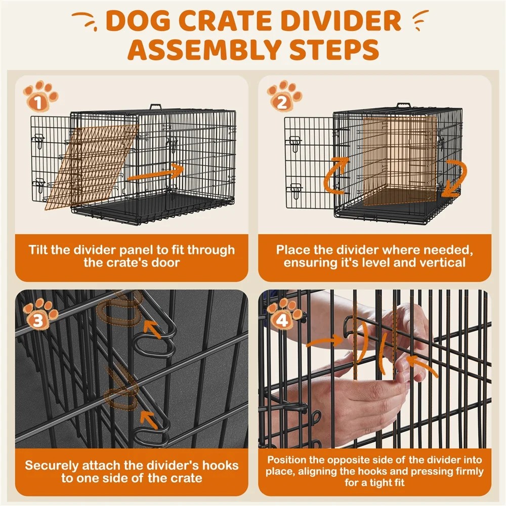 Yaheetech 48.2 inch Foldable Metal Dog Crate Kennel for Large Dogs, 2 Doors, Divider, Pull-out Tray, Black - Image 2