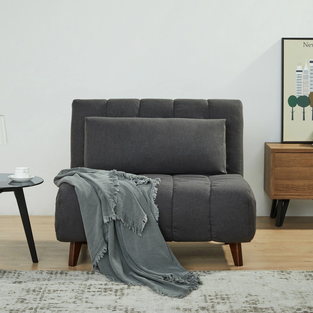 A&D Home Springfield Polyester Convertible Futon Chair,Dark Gray