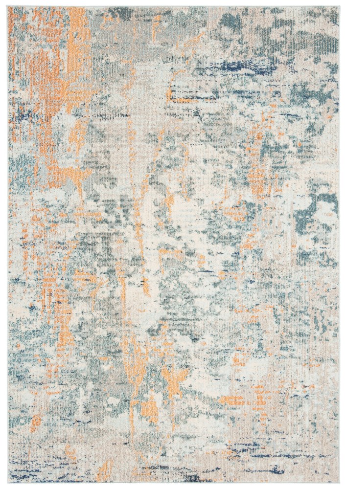 SAFAVIEH Madison Clyde Vintage Abstract Area Rug, Light Blue/Beige, 5'3" x 7'6" - Image 3