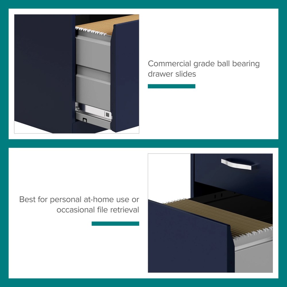 Space Solutions 18" Deep 3 Drawer Mobile Letter Width Vertical File Cabinet, Navy - Image 7