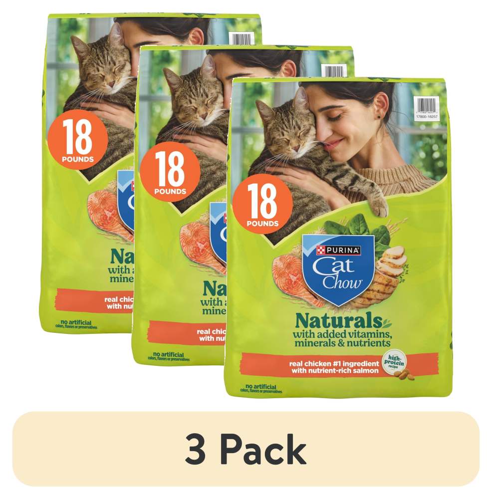 (3 pack) Purina Cat Chow Naturals Chicken Flavor Dry Cat Food, 18 lb Bag