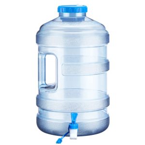HBASD Pure Water Bucket with Spigot - 5 gal Portable Jug with Handle - Large Capacity Camping Water Storage for Outdoor Hiking (Blue)