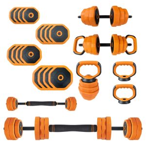 Ataucjin Adjustable Dumbbell Set, 66/88 LBS 4-In-1 Home Gym Weights with Connector As Dumbbell, Kettlebell, Barbell for Strength Training, Full Body Workout(ship in 2 boxes)