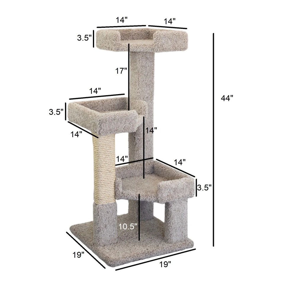 New Cat Condos 3 Level Solid Wood and Carpet Kitty Tree - Image 4