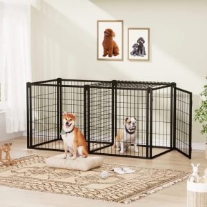 JXXRZ 63" Dog Crate Indoor Metal Kennel w/ Cover & Divider,  Escape Proof Playpen