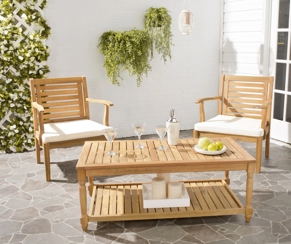 Safavieh Oakley Outdoor Patio Rectangular Coffee Table - Natural - Image 4