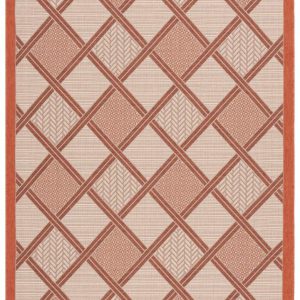 Safavieh Courtyard Shawn Geometric Indoor/Outdoor Area Rug,  Cream/Terracotta,  6'7" x 9'6"