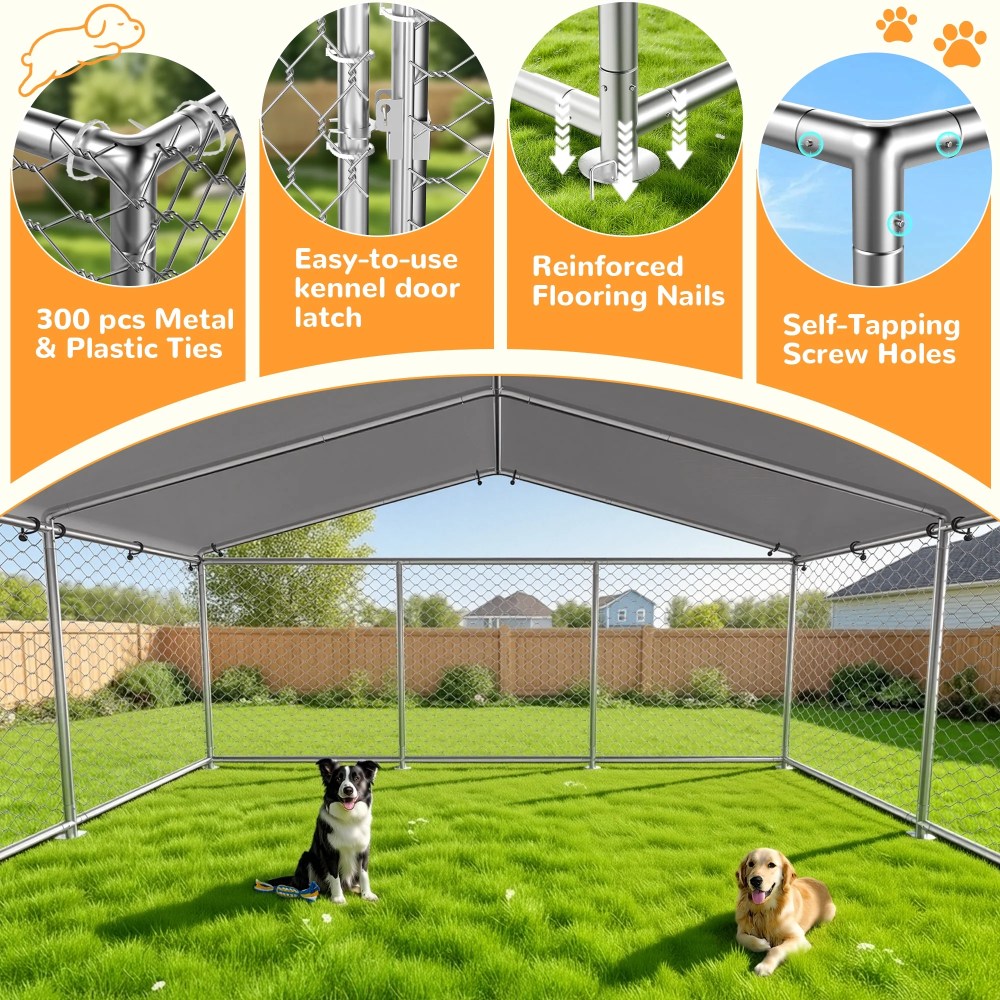 TIME RAY 7.57.5 Outdoor Dog Kennel Outside Heavy Duty Dog Enclosure with Waterproof UV-Resistant Cover and Security Lock - Image 7