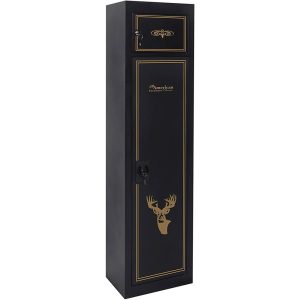 American Furniture Classics 5 Rifle Metal Home Gun Safe Storage Cabinet,  Black