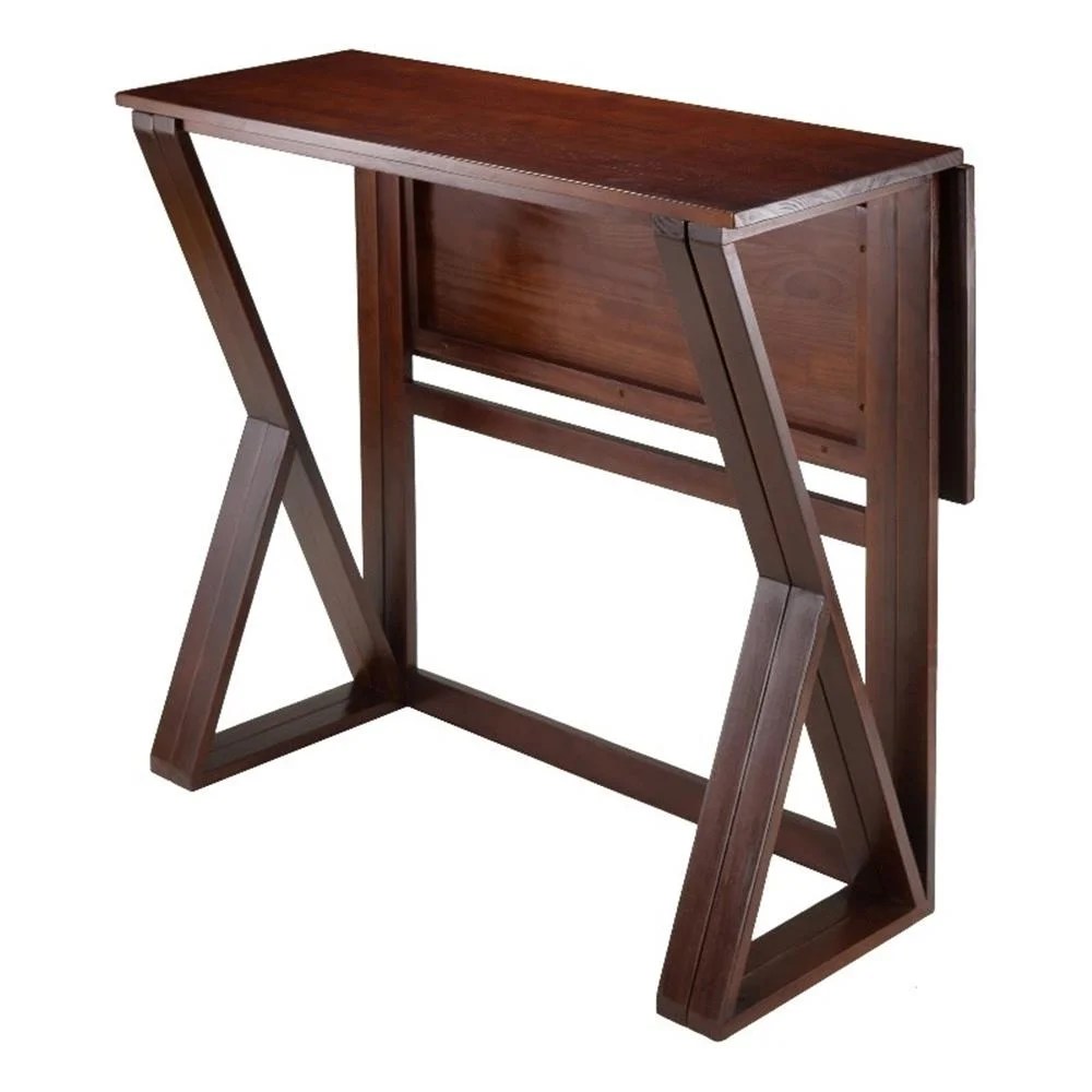 Winsome Harrington Drop Leaf Solid Wood Dining Table in Walnut