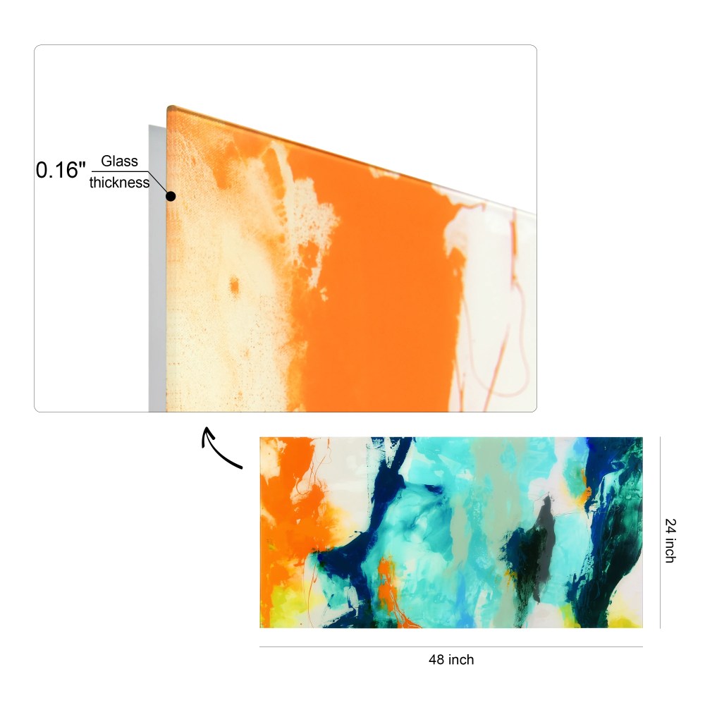 Empire Art Direct Tidal Abstract 2 Frameless Free Floating Tempered Glass Panel Graphic Wall Art, 24" x 48" x 0.2", Ready to Hang - Image 6