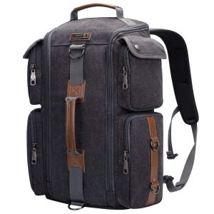 WITZMAN Travel Backpack for Men Carry On Canvas Backpack Luggage Outdoor Duffel Bag (6661 Black)