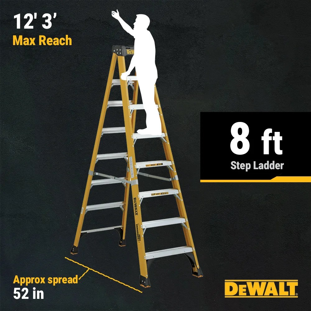DeWalt 8-Foot Fiberglass Step Ladder, 500-Pound Load Capacity, Type IAA, DXL3810-08 - Image 8