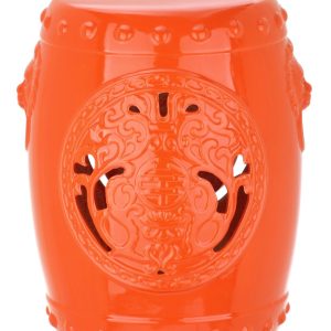 Safavieh Dragon Coin Indoor/Outdoor Garden Patio Stool, Orange
