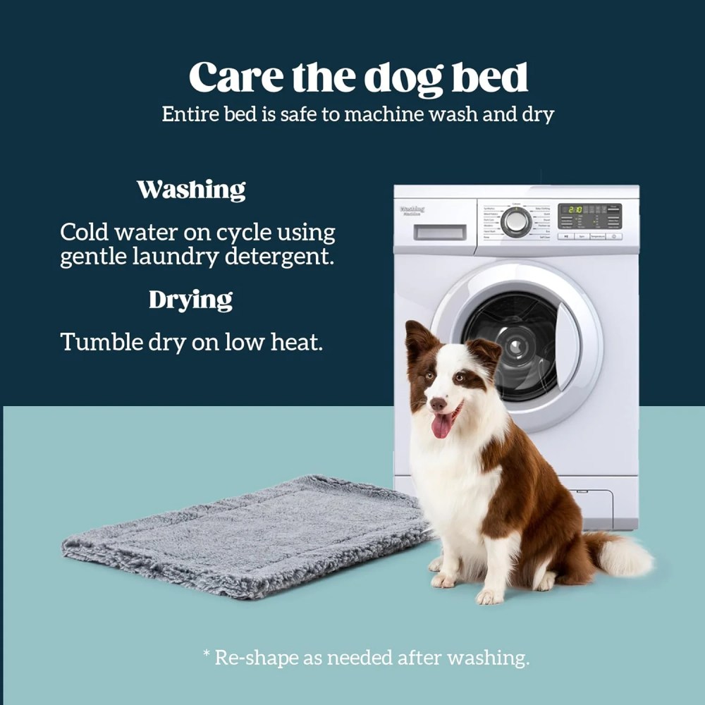 PELZIN Stoutwool Indestructible Dog Bed - Fluffy Chew Proof Dog Crate Pad - Tough Kennel Pad for Aggressive Chewers - Washable, Ideal for Large Breeds & Fits 36-Inch Crate - 35"x22", Charcoal - Image 2