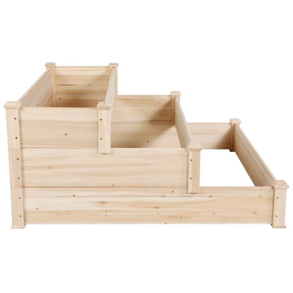 Alden Design 3 Tier Wood Raised Garden Bed Wood Elevated Flowers Vegetables Planter - Image 2