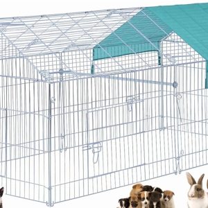 Mcage Large No Rust Stainless Galvanized Steel Outdoor 1-Story Chicken Hen Duck Puppies Kitten Enclosure with 4 Ground Stakes