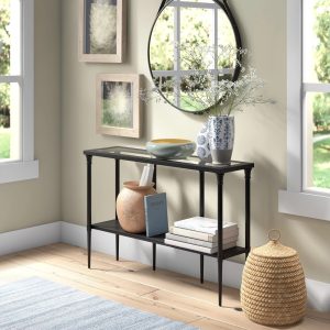 Evelyn&Zoe Dafna 45" Wide Rectangular Console Table,Blackened Bronze