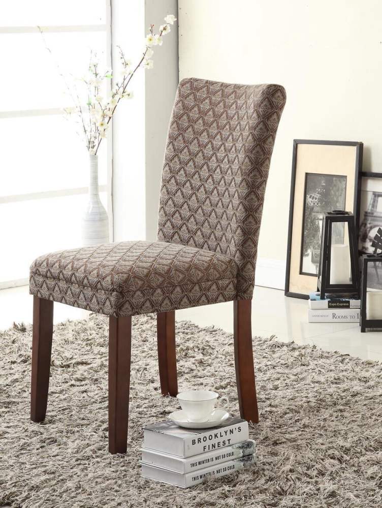 HomePop Parsons Dining Chair, Brown and Blue Fabric - Image 8