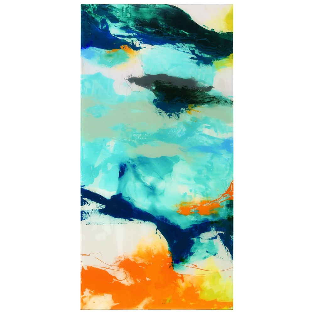Empire Art Direct Tidal Abstract 2 Frameless Free Floating Tempered Glass Panel Graphic Wall Art, 24" x 48" x 0.2", Ready to Hang - Image 2